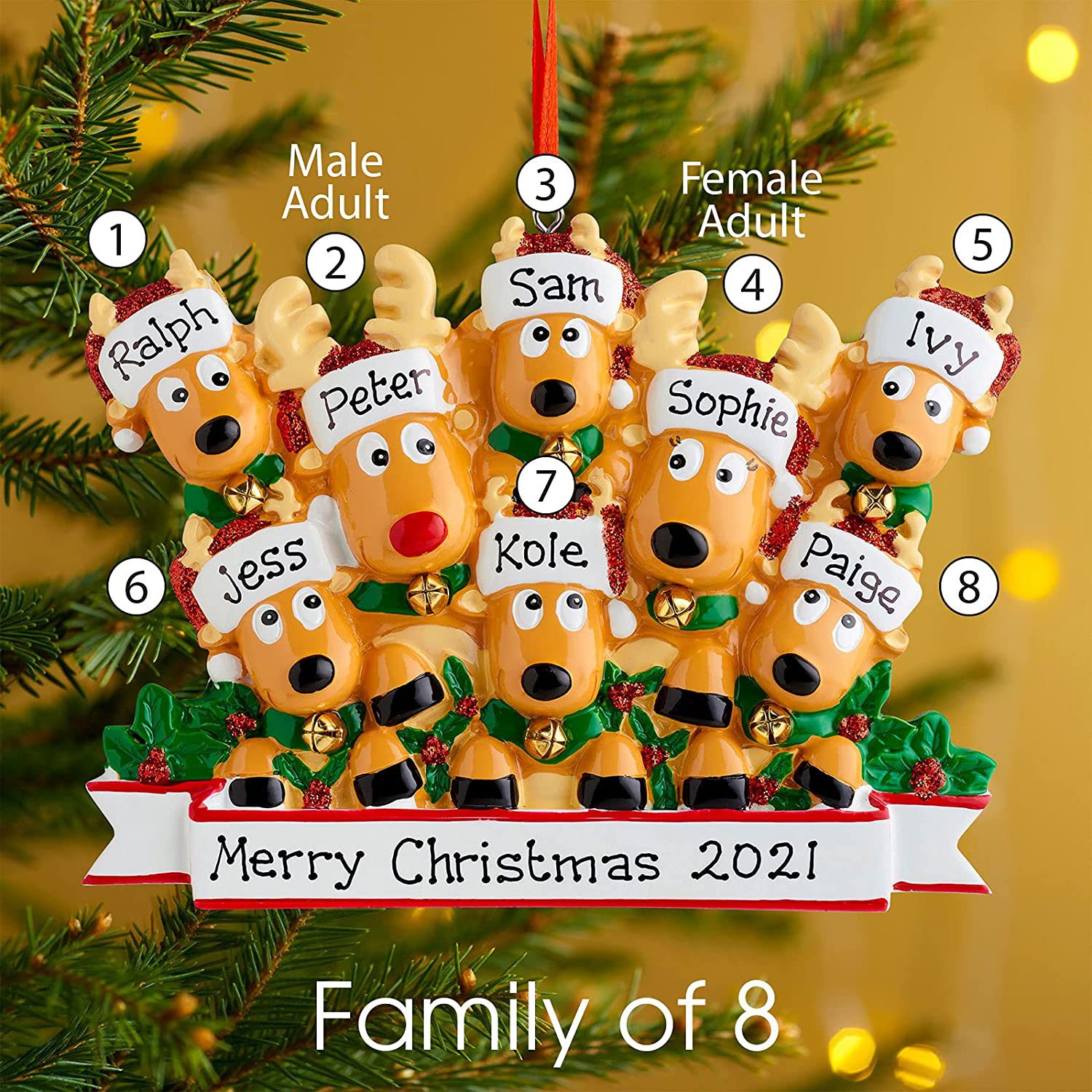 Candle Lighter - DIY เขียนชื่อส่วนบุคคลเรซิน Reindeer ครอบครัว2022การตกแต่งคริสต์มาสสำหรับ Xmas Tree