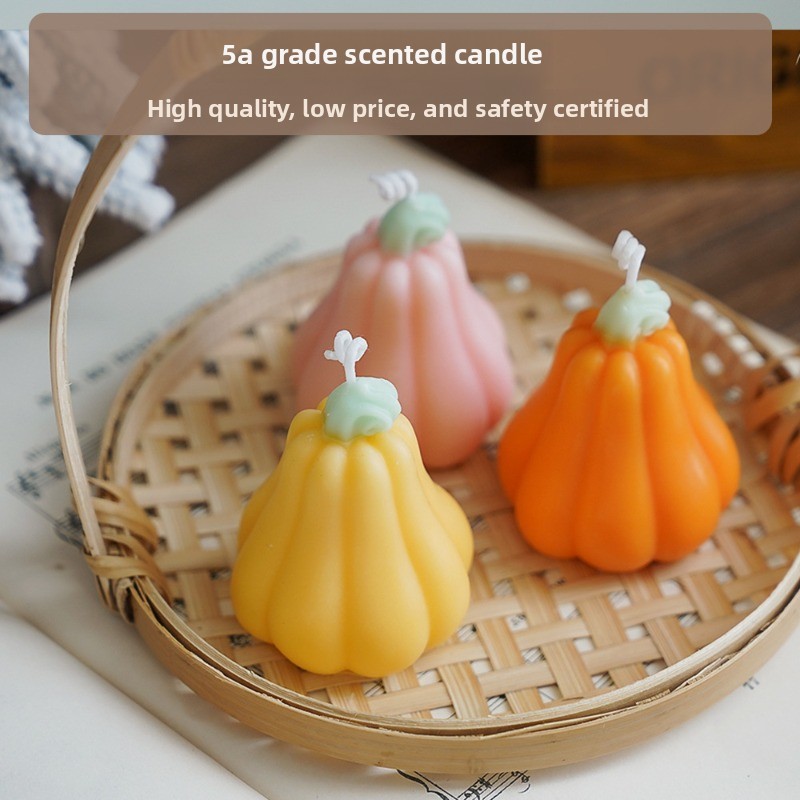 เทียนหอมรูปฟักทองแฮนด์เมดสำหรั - Silk Candle บทวิจารณ์และราคา