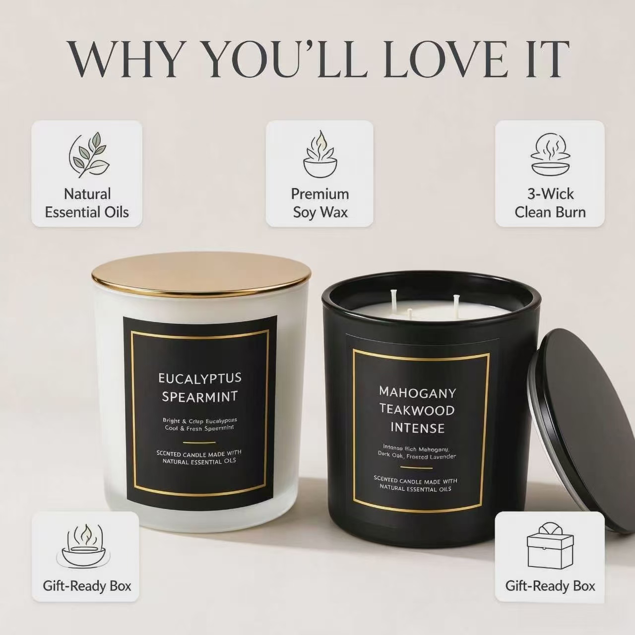 เทียนหอม กลิ่นหอมโรแมนติก เครื - Soy Wax บทวิจารณ์และราคา